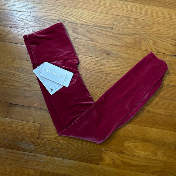 NWT | Athleta Elation Velvet Tight | Pink | Size Small - Picture 3 of 9